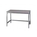 Stainless steel tables on legs with crossbars