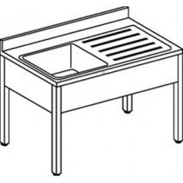 Lavelli inox 600 su gambe 1 vasca con gocciolatoio Lavelli inox 600 su gambe 1 vasca con gocciolatoio
