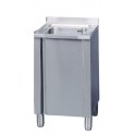 Wash basin on cupboard with 1 trapezoidal bowl complete of basin waste