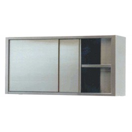 Stainless steel wall mounted cupboards 400 with doors with sliding doors
