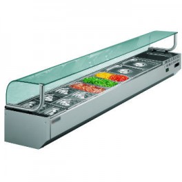 Refrigerated GN cabinet trays with curved glass shelf 160