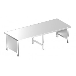 Stainless steel worktables 1350  on frames with side panels with 6 legs