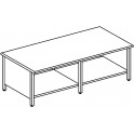Stainless steel worktables 1350  on frames with side panels with 6 legs and with lower shelf