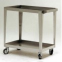 Stainless steel multi purpose trolleys with 2 shelves, welded frame