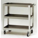 Stainless steel multi purpose trolleys with 3 shelves, welded frame 830