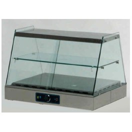 Stainless steel electric heated natural convection display cases 840 with flat glasses, for bench