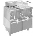 Friggitrici inox elettriche Combi 600, 2 vasche su mobile cassetti olio 12+12 lt.