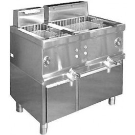 Stainless steel electric deep fat fryers Combi 600 with 2 bowls and oil drawers on counter 12+24 lt.