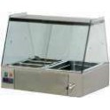Stainless steel GN electrical  bain marie 600 in display case with flat glasses, for bench