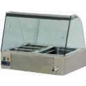 Stainless steel GN electrical  bain marie 1120 in display case with curved glasses, for bench
