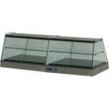 Stainless steel display cases 630 with 1 heated sector and 1 neutral sector  with flat glasses, for bench