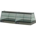 Stainless steel 2 sectors heated display cases 630 with flat glasses, for bench