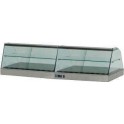 Stainless steel display cases 630 with 1 heated sector and 1 neutral sector  with curved glasses, for bench