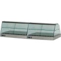 Stainless steel 2 sectors heated display cases 630 with curved glasses, for bench